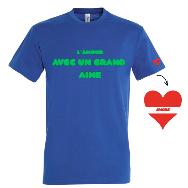T-shirt L'aMour avec un grand AIME vert sweet - Homme
