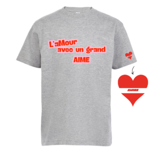 T-shirt L'aMour avec un grand AIME rose - Enfant