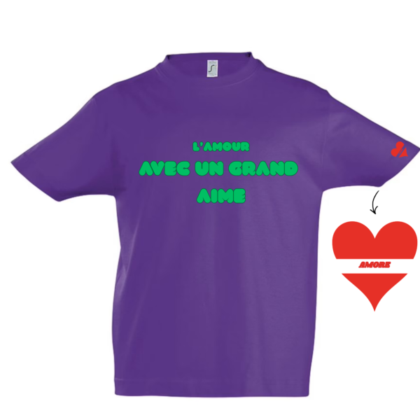 T-shirt violet G A vert sweet e T-shirt L'aMour avec un grand AIME vert sweet - Enfant